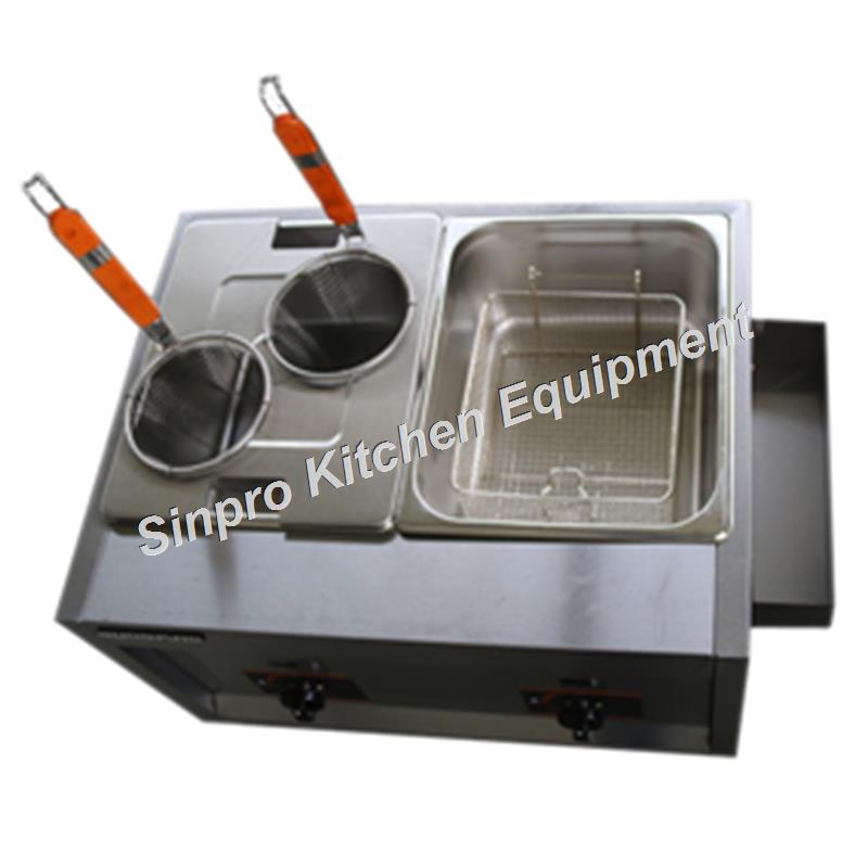 Freidora de gas de acero inoxidable comercial Freidora doble 2 Tanque 2 Canasta Patatas fritas