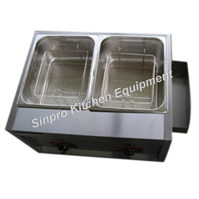 Freidora de gas de acero inoxidable comercial Freidora doble 2 Tanque 2 Canasta Patatas fritas