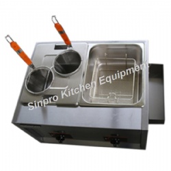 Freidora de gas de acero inoxidable comercial Freidora doble 2 Tanque 2 Canasta Patatas fritas